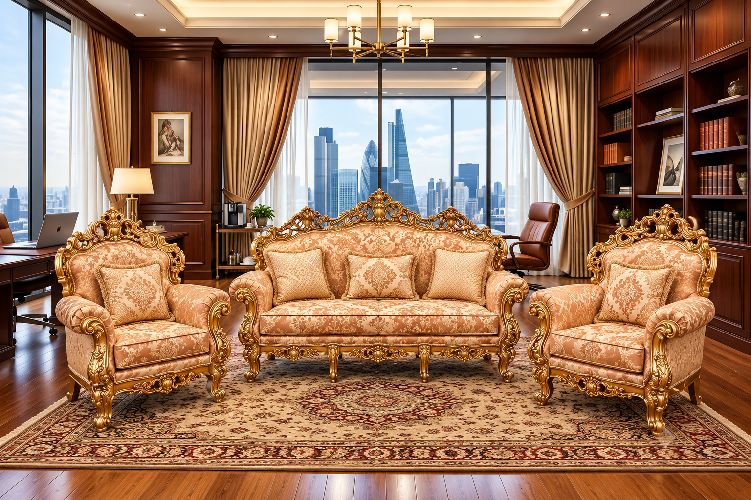 Click to see full view       2+ Wooden Sofa Set Carving for Living Room (5 Seater Sofa @5)